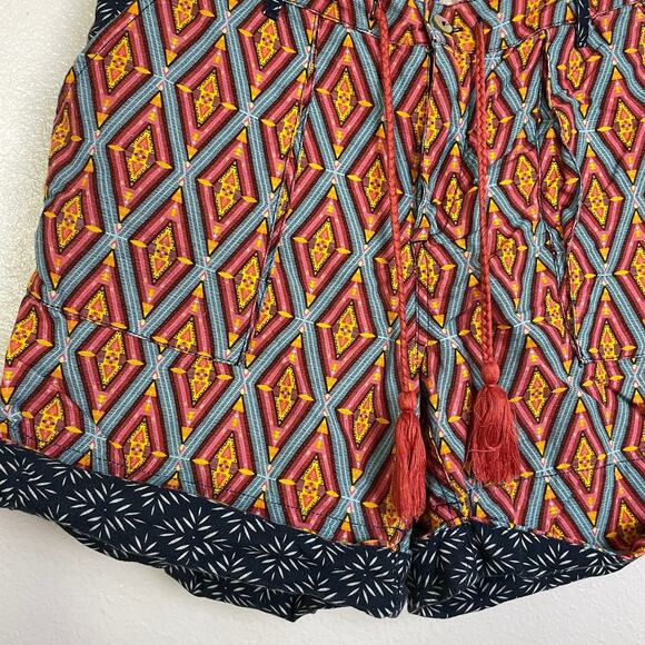 Sundance Kalini Shorts Womens S/M Mixed Print Multi Cuffed Boho Pockets Tassel - Picture 5 of 9